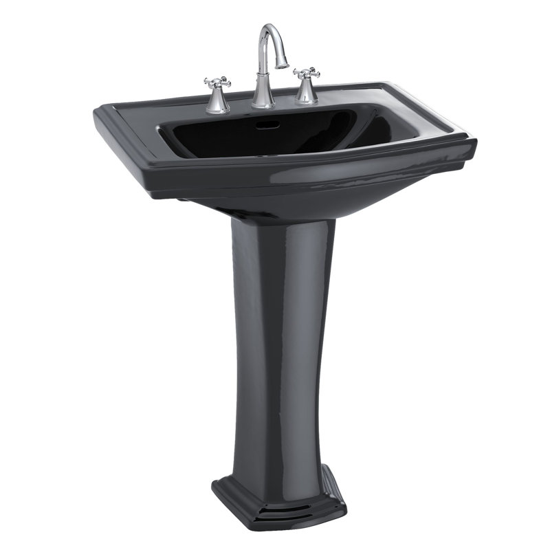 TOTO® Clayton® Rectangular Pedestal Bathroom Sink for 4 Inch Center Faucets, Ebony, Ebony, 4" Centers