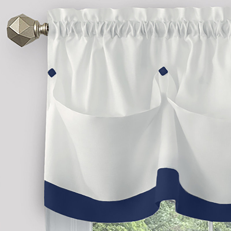 Rideau de cuisine sur mesure Lana, Bleu marine, H 36 po x l 58 po