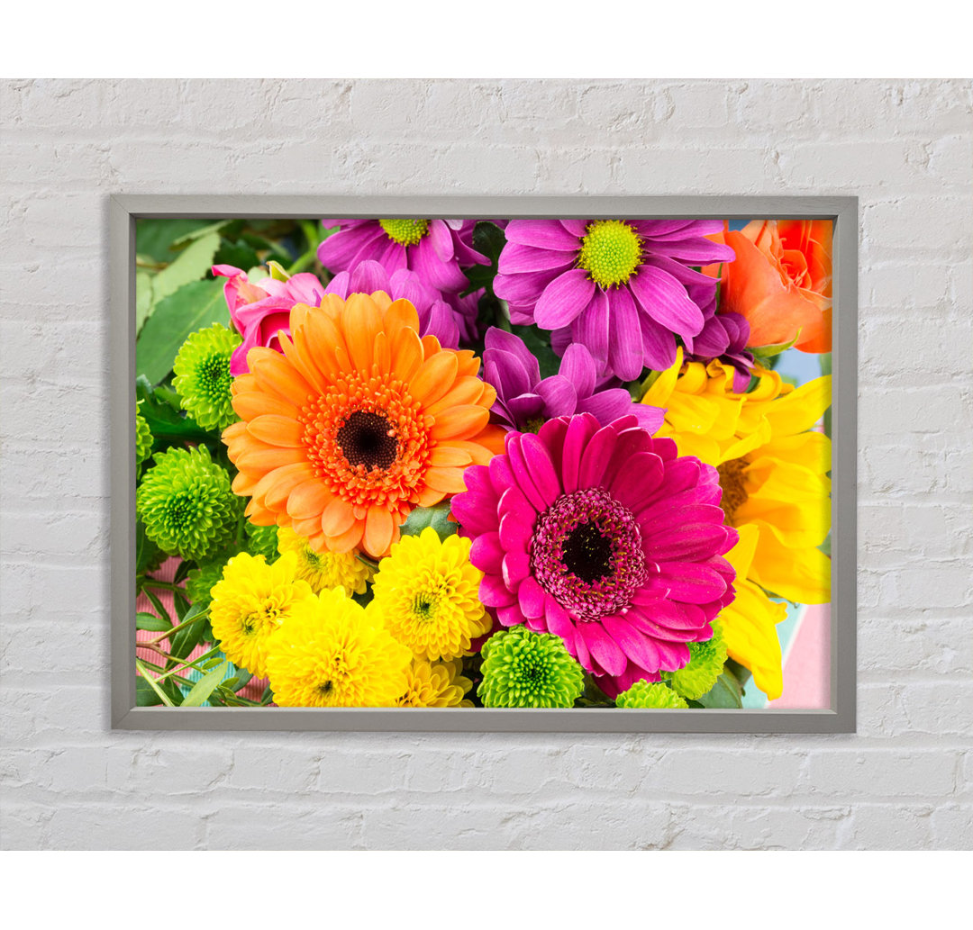 Gerbera Flower Mix - Einzelner Bilderrahmen Kunstdrucke auf Leinwand