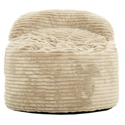 Fauteuil à billes convertible en mousse à mémoire de forme, revêtement en velours côtelé beige, conception 21 po, siège souple pour une détente décontractée, housse amovible et légère, housse amovible