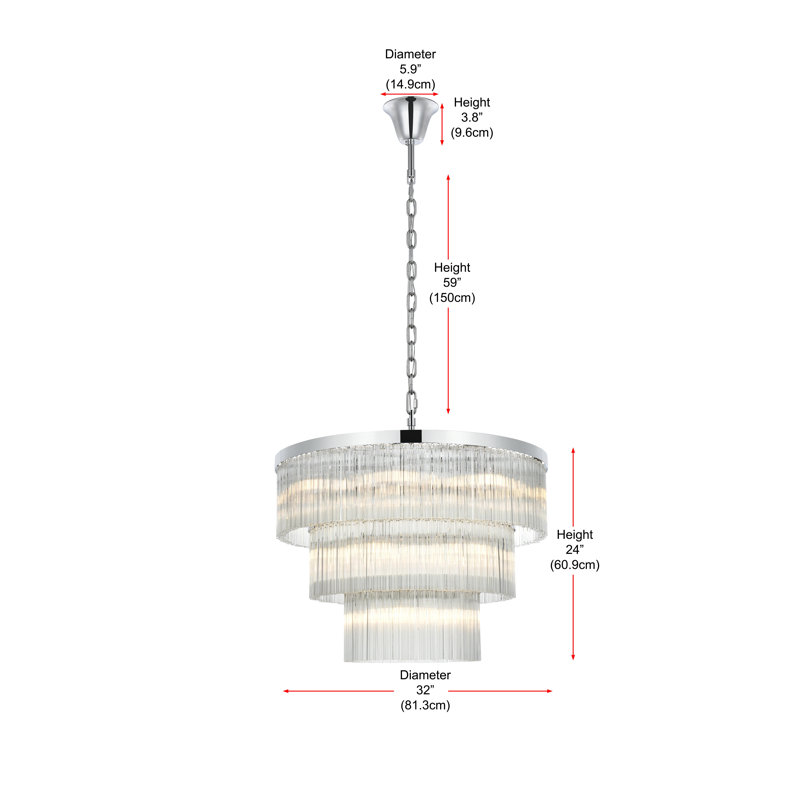 Lu 32 inch Chandelier , Chrome