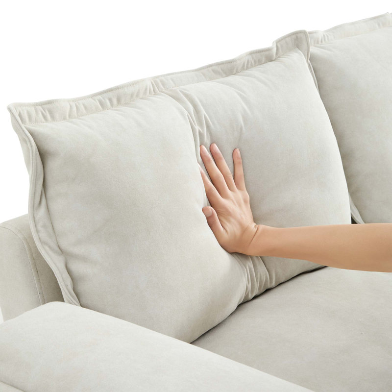 3 - Piece Upholstered Sectional, Beige Tech Cloth