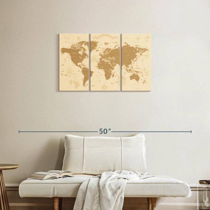 'Amber World Map, 20" H x 33" W