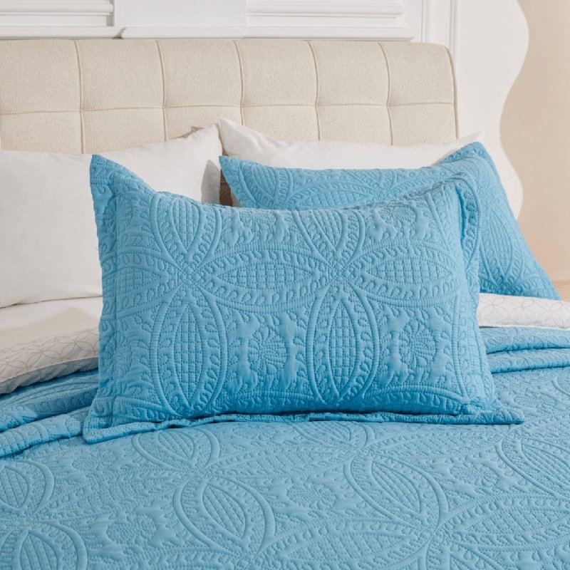 3 Piece Coverlet Bedspread Set Reversible Floral Pattern, King Bedding Set + 2 Pillow Shams