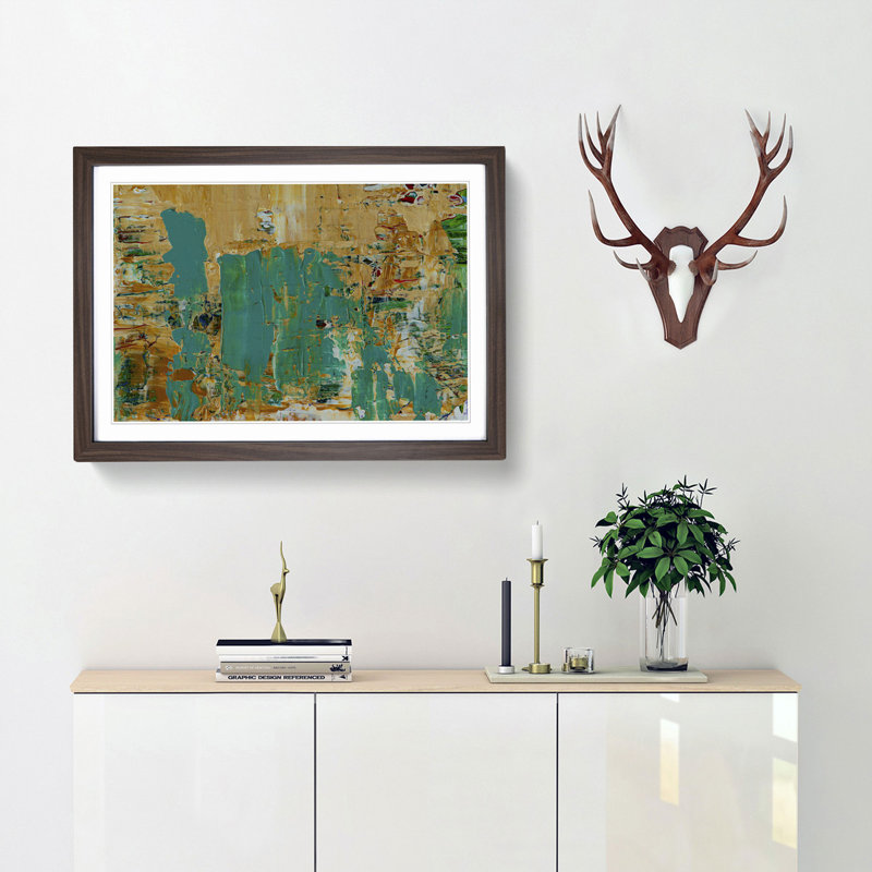 Abstract Art Painting Vol.177 by S.Johnson - Picture Frame Painting Print, Walnut Framed, 36cm H x 48cm W x 2cm D