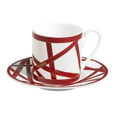 Ensemble de 2 tasses à café avec soucoupe Masti Bordeaux Diam. 2,3 po, H 2,5 po, capuchon 4 oz, soucoupe Diam. 4,75 po