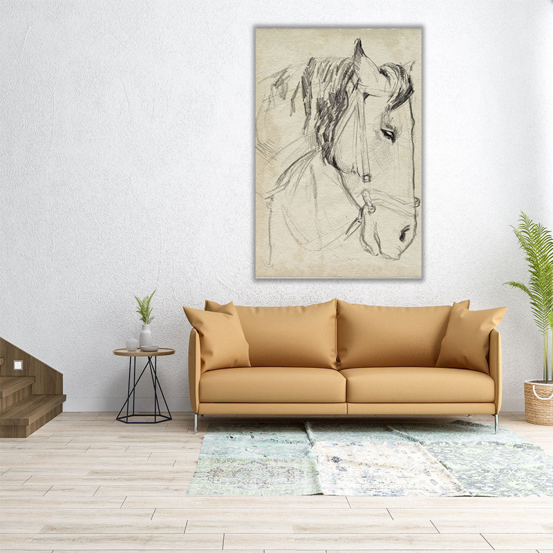 «Horse in Bridle S croquis I», reproduction d'art sur toile, H 18 po x l 12 po