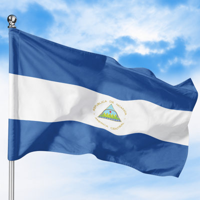 Drapeau d'extérieur du Nicaragua (122 x 183 cm) - Polyester durable et résistant à la décoloration, double couture, œillets en laiton - Drapeau d'Amérique centrale imprimé en haute définition - Fabriqué aux États-Unis