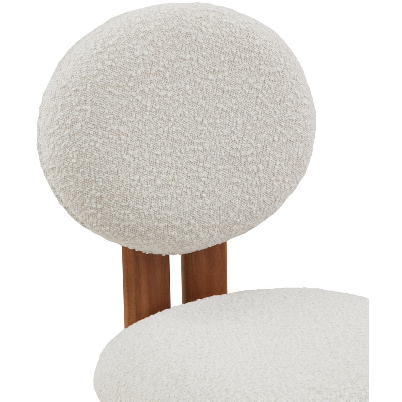 Napa Brityn Boucle Fabric Upholstered Side Chair, Cream Boucle Fabric, Walnut