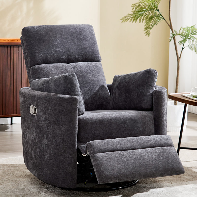 Experience Unmatched Comfort: Luxury Swivel Rocker Manual Recliner with Adjustable Pillows, Dark Gray