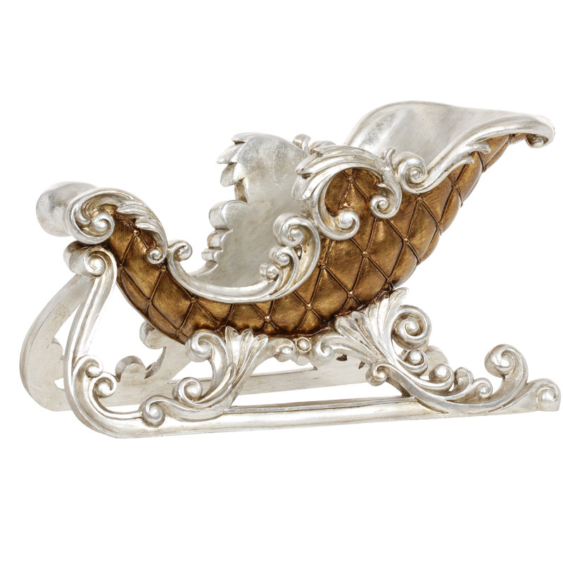 Gilded Sleigh - 19X11 Inches, Gold/Silver