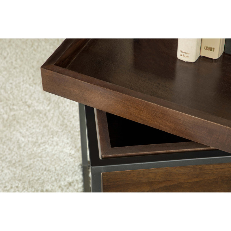 Square Accent Side Table Removable Tray