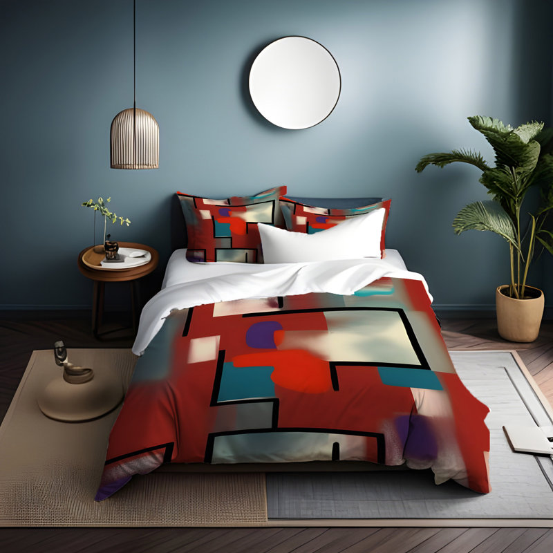 Polyester Abstract Duvet Cover, King Duvet Cover + 2 King Shams