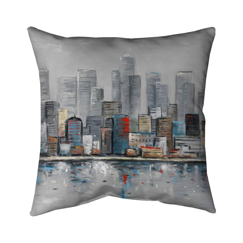 Abstract city skyline - 26"x26" Throw pillow cover - Poly twill - Print on demand, Pillow Cover Only - No Insert
