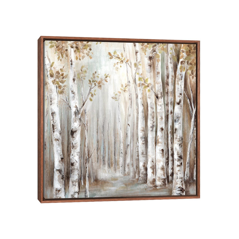 «Sunset Birch Forest III» - reproduction, H 37 po x l 37 po x P 1,5 po, Cadre bois classique