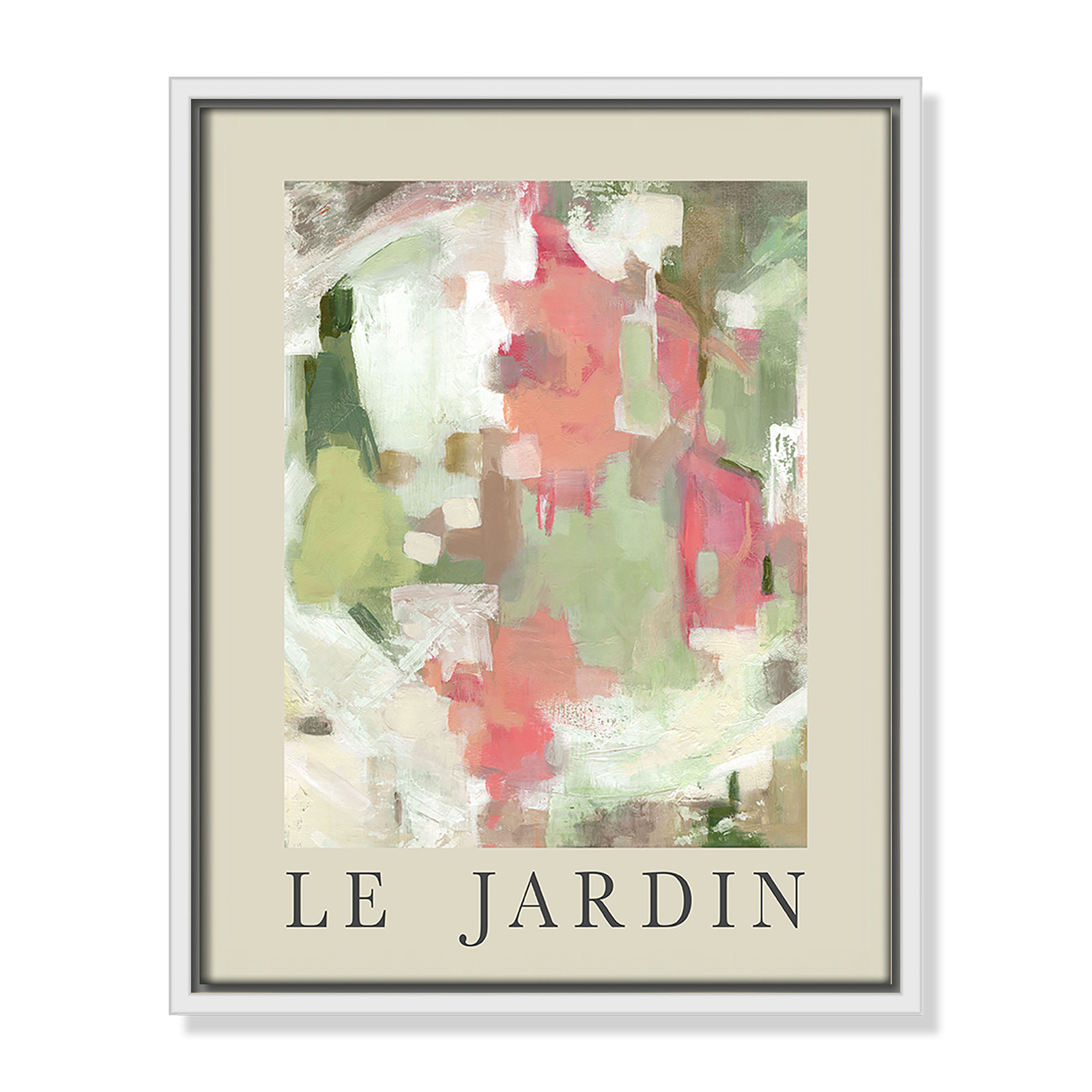Riya "Le Jardin" Print by Carol Robinson, White Floater Frame, No, 15.5" H x 12.5" W x 2" D