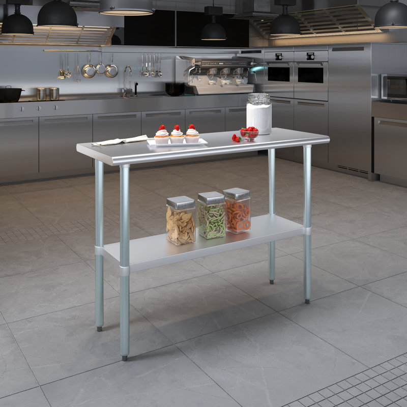 48" Stainless Steel Kitchen Utility Table with Adjustable Shelf