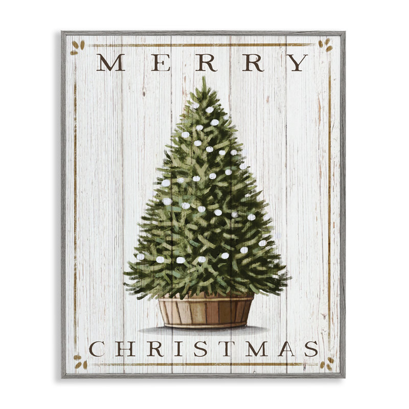 Motif rustique «Merry Christmas Country Farm Tree» par Elizabeth Tyndall - impression, H 30 po x l 24 po x P 1,5 po