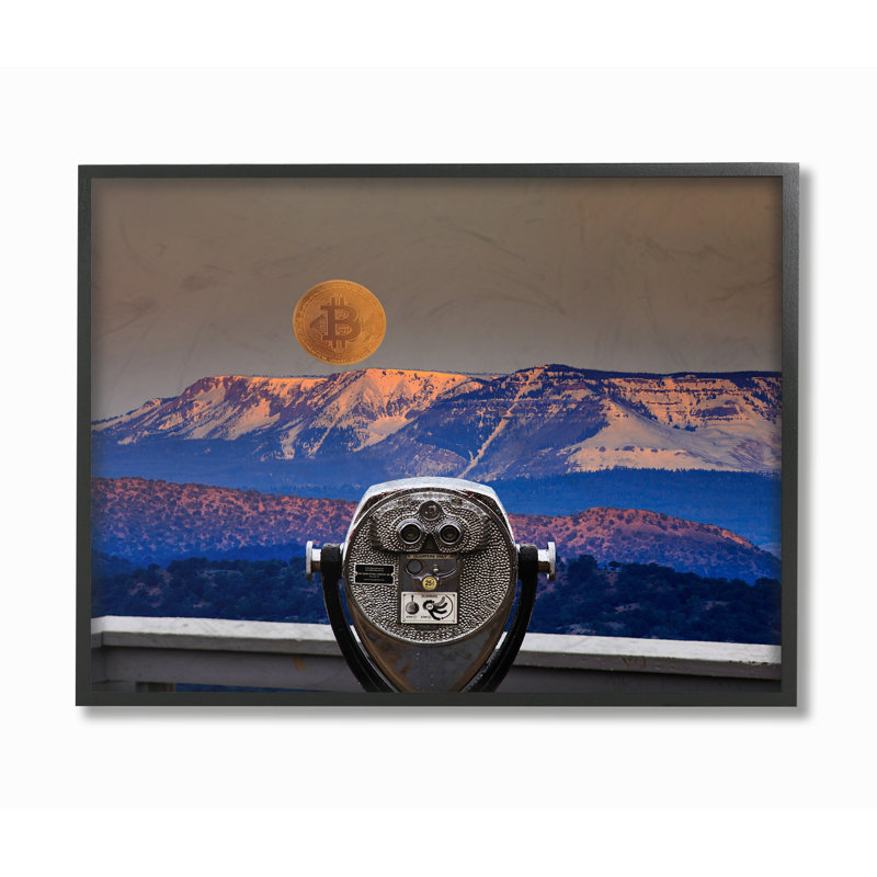 « bitcoin on the horizon », impression, H 16 po x l 20 po, Giclée encadrée noir minuit