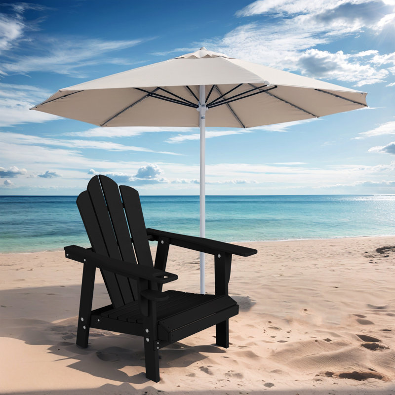 Devito All-Weather Resistant HDPE Plastic Oversize Adirondack Chair, Black