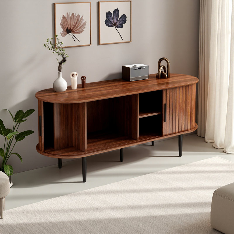 TV Stand, 47" Modern TV Console Table With Storage Compartment And Sliding Door, Gaming Entertainment Center With Cabinet