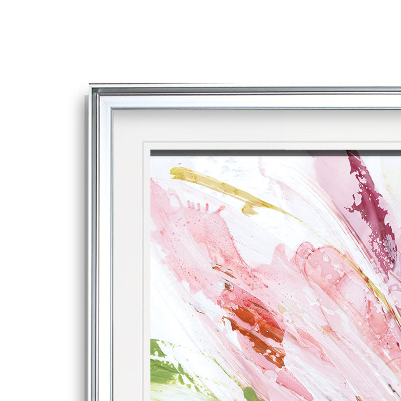 « floral strokes i », impression encadrée, H 17,5 po x l 17,5 po x P 1,5 po, Cadre argenté