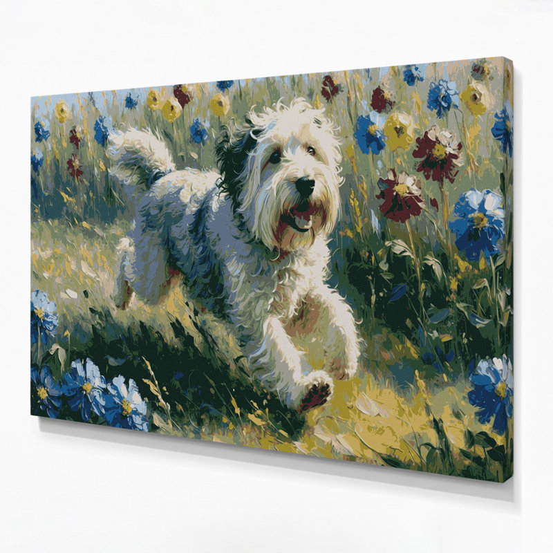 «Dogs Old English Sheepdog», art mural sur toile brune, H 20 po x l 30 po