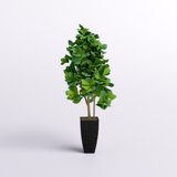 72'' Faux Fiddle Leaf Fig Tree in Metal Planter
