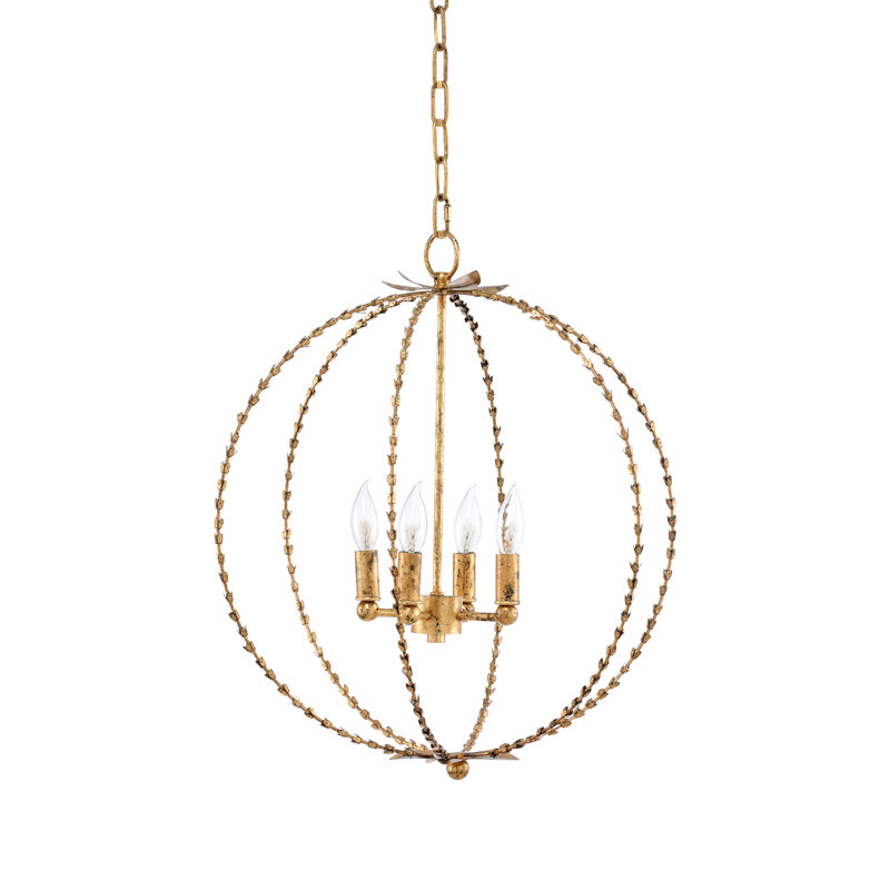 Blackened Gold Leaf 4-Light Globe Chandelier