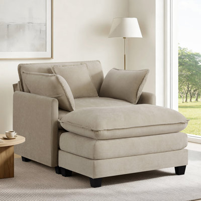 Chaise longue modulaire rembourrée avec coussins profonds Stovall