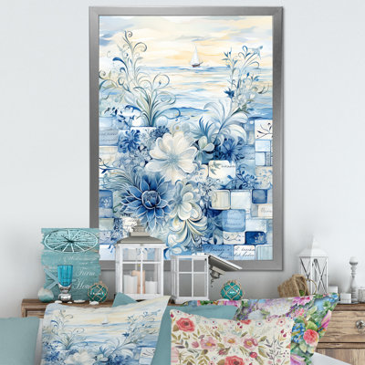 Carreaux botaniques blancs et bleus I - Botanicals Wall Art