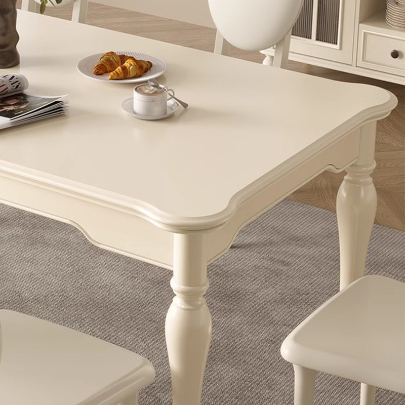 Table de salle à manger en bois de cerisier blanc crème, H 29,52 po x L 55,11 po x l 31,49 po