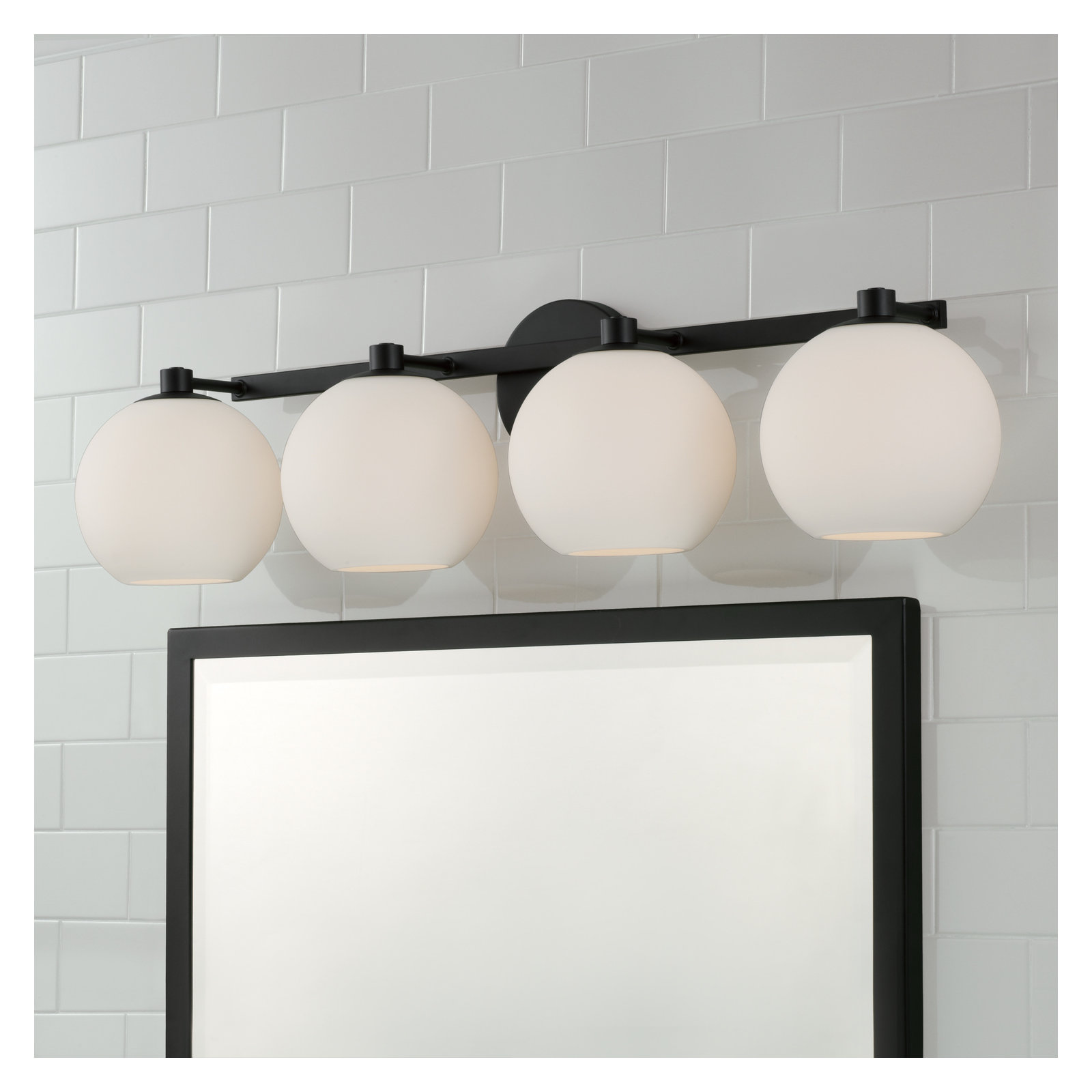 Ansley 4 Light Frosted Dimmable Vanity Light, Matte Black