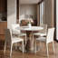 Table de bistro ronde pour salle à manger 31"/39"/43" pour 2 à 4 personnes, avec piètement en métal texturé pierre frittée et bois, idéale pour un coin repas ou une cuisine.-602642376-602642227