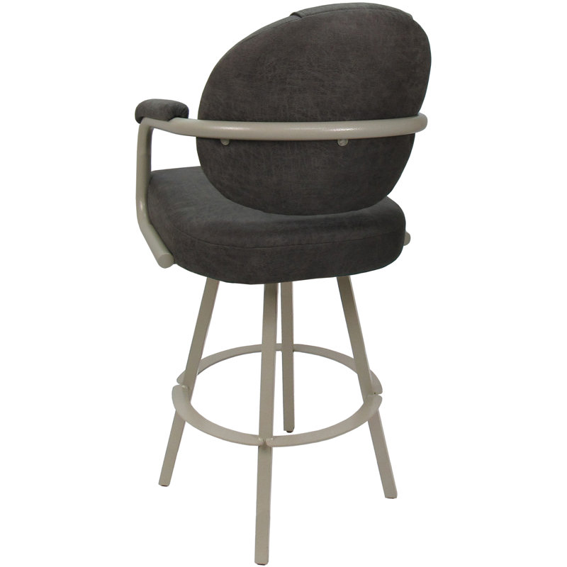 Swivel Upholstered Counter Stool with Metal Frame, Elk Polyester Blend/Beige Frame
