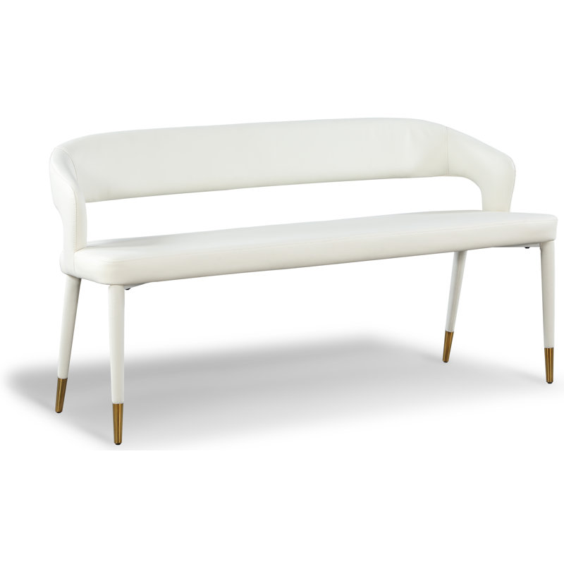 Banc en similicuir Whitnay, Cuir végétalien blanc