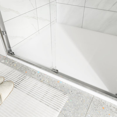 48" W X 75" H Double Sliding Framed Shower Door Withf Clear Tempered Glass