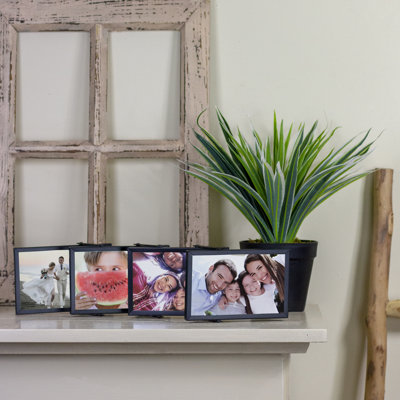 20" Contemporary Collapsible Rectangular 4" x 6" Photo Picture Frame - Black