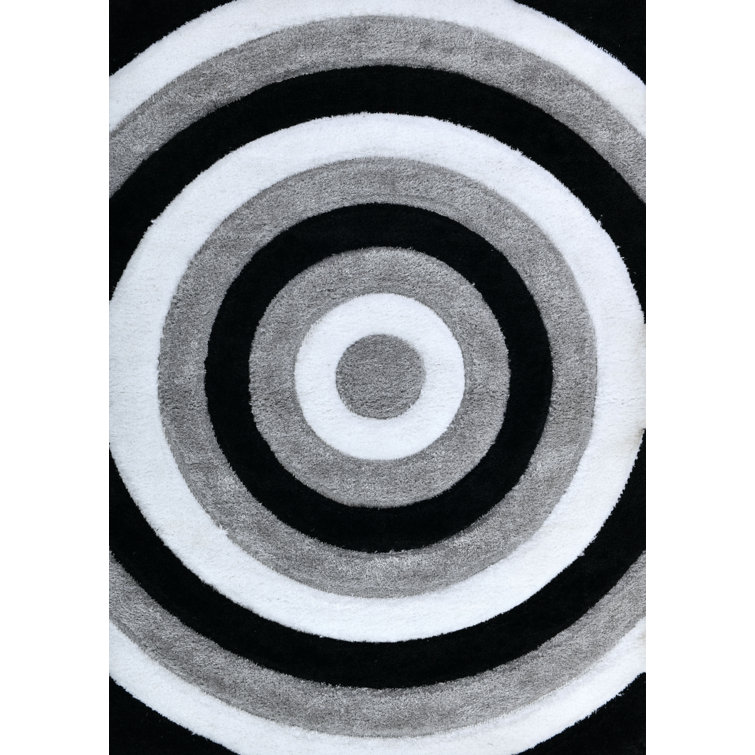 NYC Shag Performance Black White Area Rug