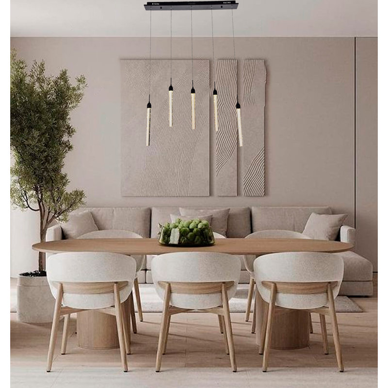 5-Light Dark Brown Chandelier With Clear Bubble Crystals, Dark Brown