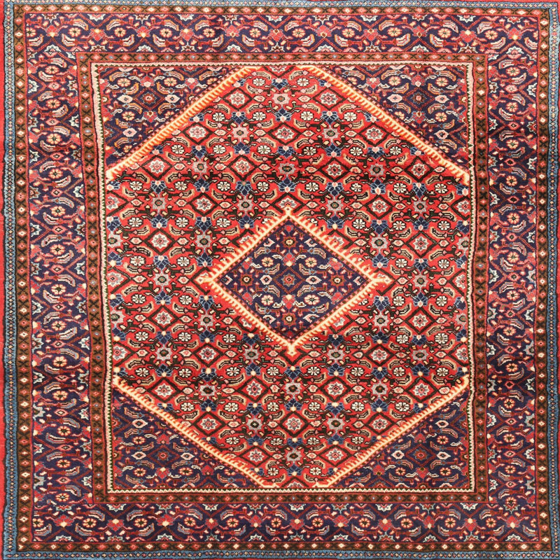Tapis de style oriental rouge, Rond 3 pi