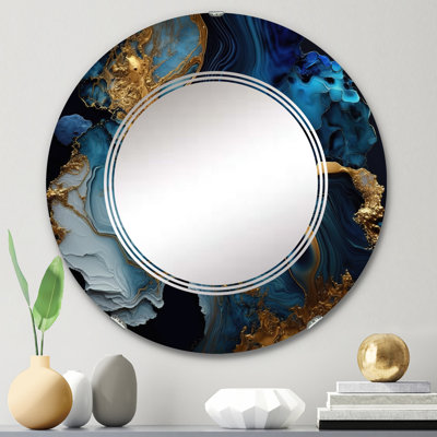 Abstract Geode Marble Blue III - Abstract Marble Wall Mirror