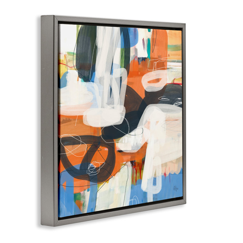 «Abstract Squiggle Distorsion» par Lisa Ridgers, Cadre flottant gris lustré, H 18 po x l 18 po x P 1,7 po