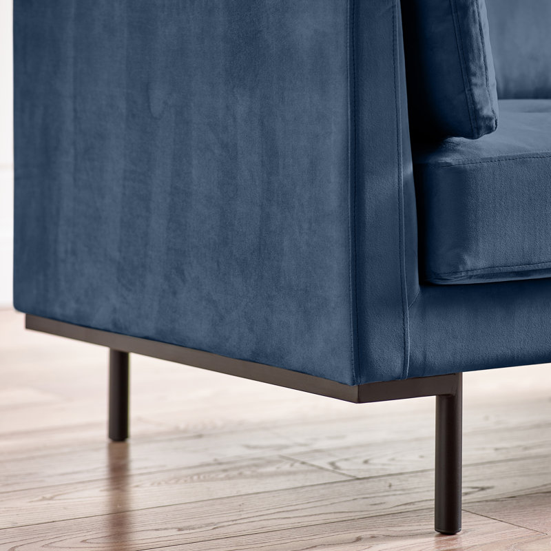 Ainaro Luxury Velvet 3 Seater Sofa With Cushions - Simple Sleek Modern Style Design, Midnight Blue