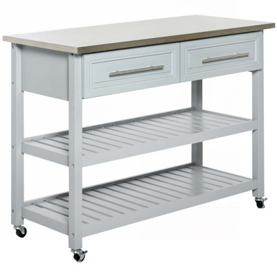 London 3 Tier Kitchen Cart with Stainless Steel Top