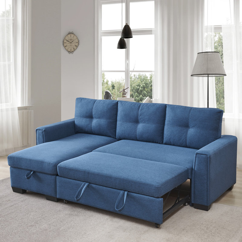 Canapé-lit rembourré 91,7 po Moomal, Mélange de polyester bleu