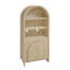 Armoire de rangement arquée, cuisine, salon et plus, tablettes réglables, design, bois naturel, poignée en forme de ventilateur, ancrage mural, trous de câbles, repose-pieds pour différentes pièces, tablettes, éléments,