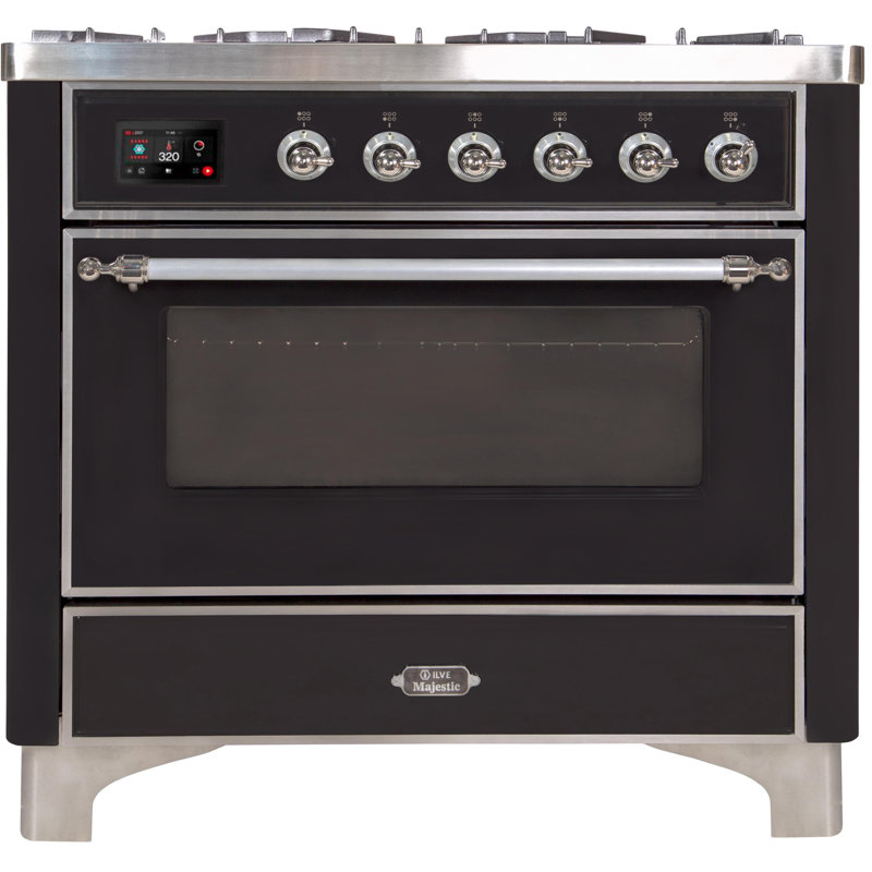 Majestic II Series 36" 3.5 cu ft. Freestanding Dual Fuel Range, Gloss Black/Chrome, Liquid Propane