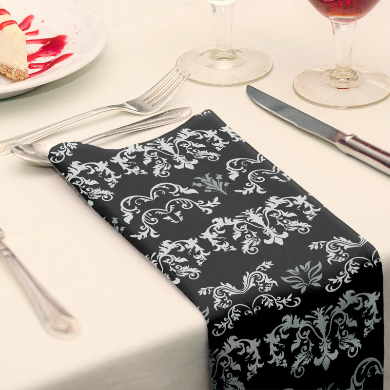 Serviette Oakland, Blanc / Noir / Argent, polyester, l 22 po x L 22 po