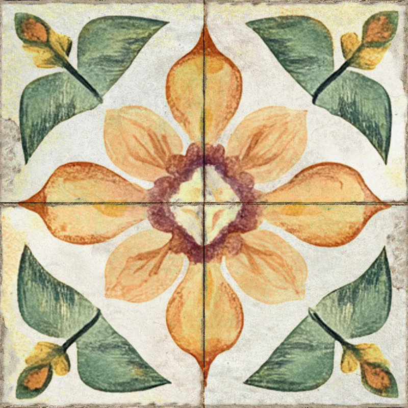 6" x 6" Floral Vinyl Peel and Stick Mosaic Tile